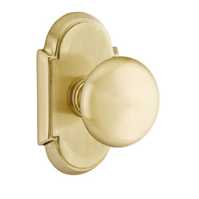 Emtek 8058-P-US4 Providence Door Knob Dummy Set With #8 Rosette Satin Brass