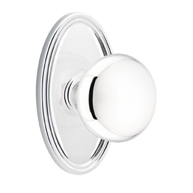 Emtek 8520-P-US26 Providence Door Knob Dummy Set With Oval Rosette Polished Chrome