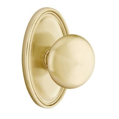 Emtek 8520-P-US4 Providence Door Knob Dummy Set With Oval Rosette Satin Brass