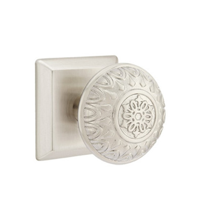 Emtek 8231-LN-US15 Lancaster Door Knob Privacy Set With Quincy Rosette Satin Nickel