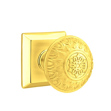 Emtek 8131-LN-US3 Lancaster Door Knob Passage Set With Quincy Rosette Polished Brass