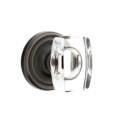 Emtek 8050-WS-US10B Windsor Crystal Door Knob Dummy Set With Regular Rosette Oil Rubbed Bronze