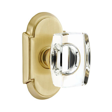 Emtek 8058-WS-US4 Windsor Crystal Door Knob Dummy Set With #8 Rosette Satin Brass