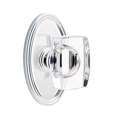 Emtek 8520-WS-US26 Windsor Crystal Door Knob Dummy Set With Oval Rosette Polished Chrome