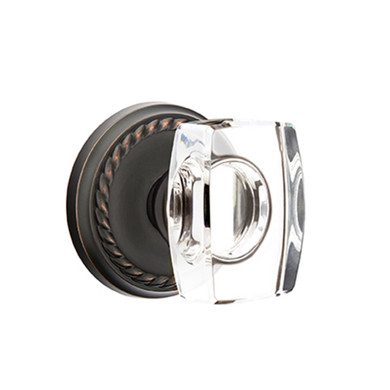 Emtek 8201-WS-US10B Windsor Crystal Door Knob Privacy Set With Rope Rosette Oil Rubbed Bronze