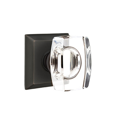 Emtek 8231-WS-US10B Windsor Crystal Door Knob Privacy Set With Quincy Rosette Oil Rubbed Bronze