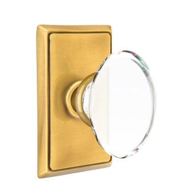 Emtek 8521-HT-US7 Hampton Crystal Door Knob Dummy Set With Rectangular Rosette French Antique