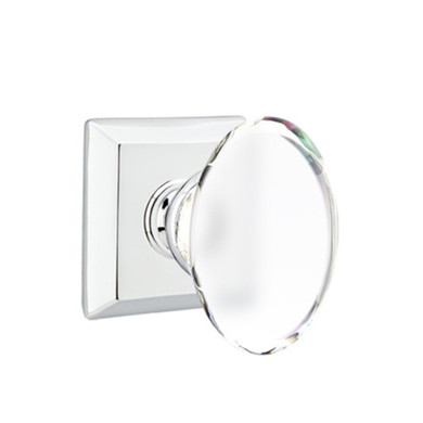 Emtek 8531-HT-US26 Hampton Crystal Door Knob Dummy Set With Quincy Rosette Polished Chrome
