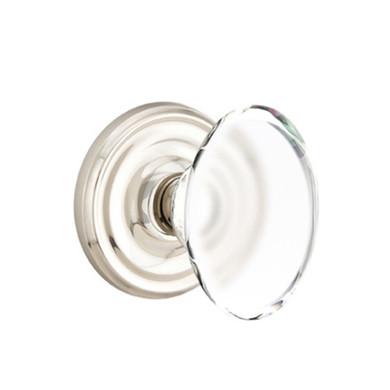 Emtek 8100-HT-US14 Hampton Crystal Door Knob Passage Set With Regular Rosette Polished Nickel