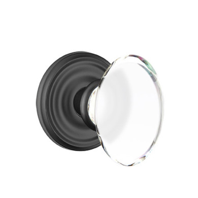 Emtek 8100-HT-US19 Hampton Crystal Door Knob Passage Set With Regular Rosette Flat Black