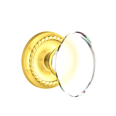 Emtek 8101-HT-US3 Hampton Crystal Door Knob Passage Set With Rope Rosette Polished Brass