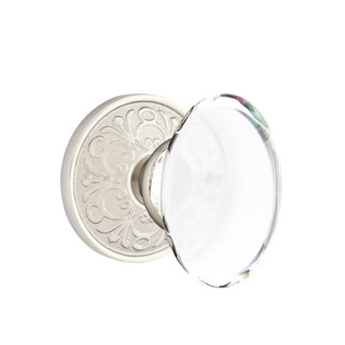 Emtek 8106-HT-US15 Hampton Crystal Door Knob Passage Set With Lancaster Rosette Satin Nickel