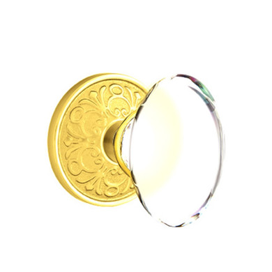 Emtek 8106-HT-US3 Hampton Crystal Door Knob Passage Set With Lancaster Rosette Polished Brass