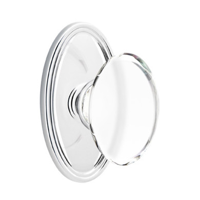 Emtek 8120-HT-US26 Hampton Crystal Door Knob Passage Set With Oval Rosette Polished Chrome