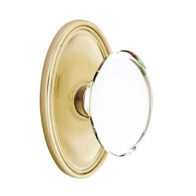 Emtek 8120-HT-US4 Hampton Crystal Door Knob Passage Set With Oval Rosette Satin Brass