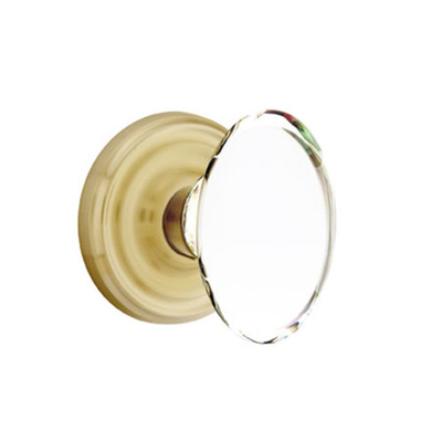 Emtek 8200-HT-US4 Hampton Crystal Door Knob Privacy Set With Regular Rosette Satin Brass