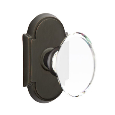 Emtek 8208-HT-US10B Hampton Crystal Door Knob Privacy Set With #8 Rosette Oil Rubbed Bronze