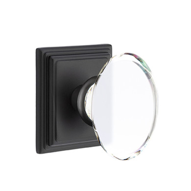 Emtek 8261-HT-US19 Hampton Crystal Door Knob Privacy Set With Wilshire Rosette Flat Black