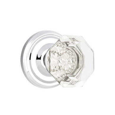 Emtek 8050-OT-US26 Old Town Clear Crystal Door Knob Dummy Set With Regular Rosette Polished Chrome