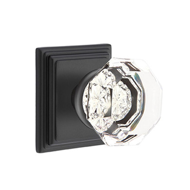 Emtek 8561-OT-US19 Old Town Clear Crystal Door Knob Dummy Set With Wilshire Rosette Flat Black