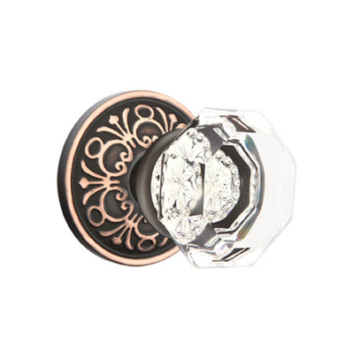 Emtek 8106-OT-US10B Old Town Clear Crystal Door Knob Passage Set With Lancaster Rosette Oil Rubbed Bronze