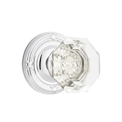Emtek 8107-OT-US26 Old Town Clear Crystal Door Knob Passage Set With Ribbon & Reed Rosette Polished Chrome