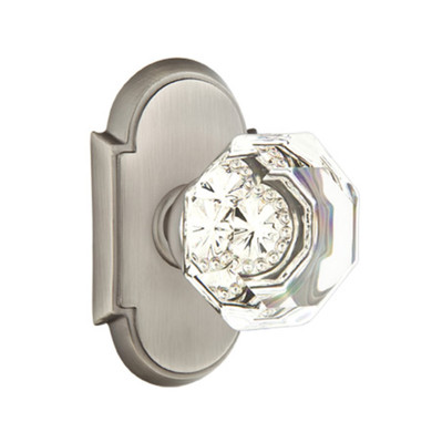 Emtek 8108-OT-US15A Old Town Clear Crystal Door Knob Passage Set With #8 Rosette Pewter