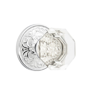 Emtek 8206-OT-US26 Old Town Clear Crystal Door Knob Privacy Set With Lancaster Rosette Polished Chrome