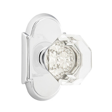 Emtek 8208-OT-US26 Old Town Clear Crystal Door Knob Privacy Set With #8 Rosette Polished Chrome