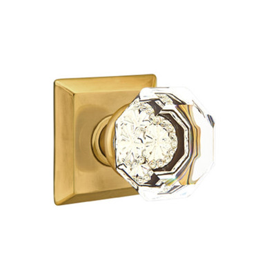 Emtek 8231-OT-US7 Old Town Clear Crystal Door Knob Privacy Set With Quincy Rosette French Antique