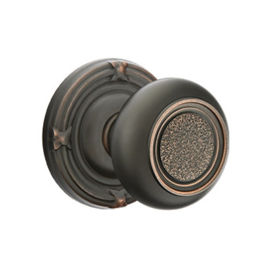 Emtek 8057-BT-US10B Belmont Door Knob Dummy Set With Ribbon & Reed Rosette Oil Rubbed Bronze