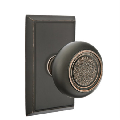 Emtek 8521-BT-US10B Belmont Door Knob Dummy Set With Rectangular Rosette Oil Rubbed Bronze