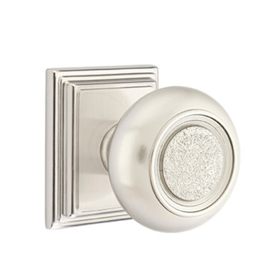 Emtek 8561-BT-US15 Belmont Door Knob Dummy Set With Wilshire Rosette Satin Nickel