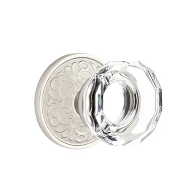 Emtek 8056-LW-US15 Lowell Crystal Door Knob Dummy Set With Lancaster Rosette Satin Nickel