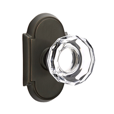 Emtek 8208-LW-US10B Lowell Crystal Door Knob Privacy Set With #8 Rosette Oil Rubbed Bronze