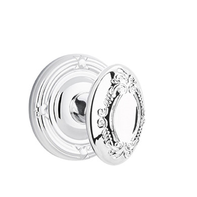 Emtek 8057-V-US26 Victoria Door Knob Dummy Set With Ribbon & Reed Rosette Polished Chrome