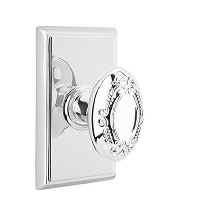 Emtek 8521-V-US26 Victoria Door Knob Dummy Set With Rectangular Rosette Polished Chrome
