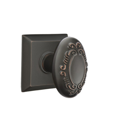 Emtek 8531-V-US10B Victoria Door Knob Dummy Set With Quincy Rosette Oil Rubbed Bronze