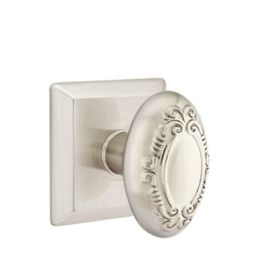 Emtek 8531-V-US15 Victoria Door Knob Dummy Set With Quincy Rosette Satin Nickel