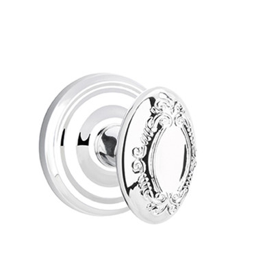 Emtek 8100-V-US26 Victoria Door Knob Passage Set With Regular Rosette Polished Chrome