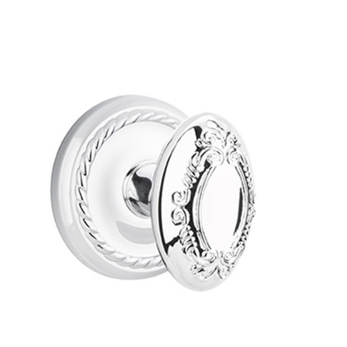 Emtek 8101-V-US26 Victoria Door Knob Passage Set With Rope Rosette Polished Chrome