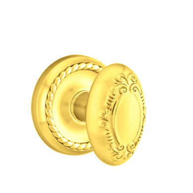 Emtek 8101-V-US3 Victoria Door Knob Passage Set With Rope Rosette Polished Brass