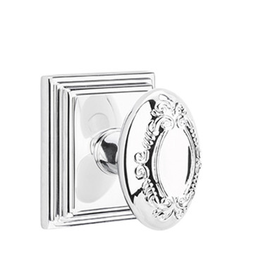 Emtek 8161-V-US26 Victoria Door Knob Passage Set With Wilshire Rosette Polished Chrome