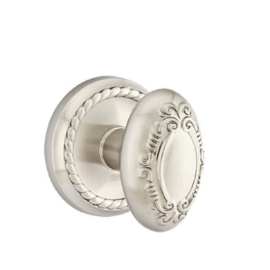 Emtek 8201-V-US15 Victoria Door Knob Privacy Set With Rope Rosette Satin Nickel