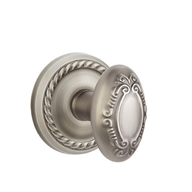 Emtek 8201-V-US15A Victoria Door Knob Privacy Set With Rope Rosette Pewter