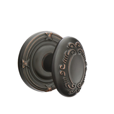 Emtek 8207-V-US10B Victoria Door Knob Privacy Set With Ribbon & Reed Rosette Oil Rubbed Bronze