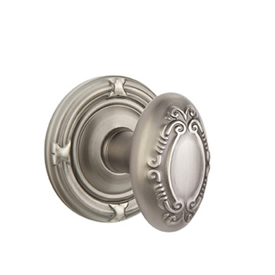 Emtek 8207-V-US15A Victoria Door Knob Privacy Set With Ribbon & Reed Rosette Pewter