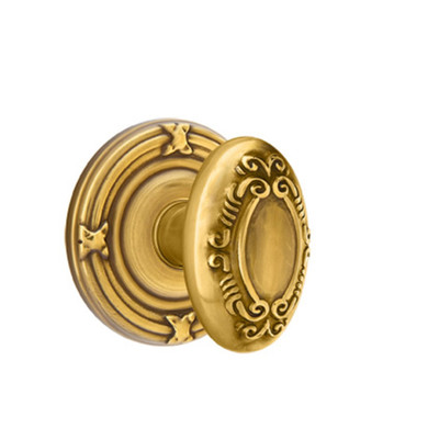 Emtek 8208-V-US7 Victoria Door Knob Privacy Set With #8 Rosette French Antique