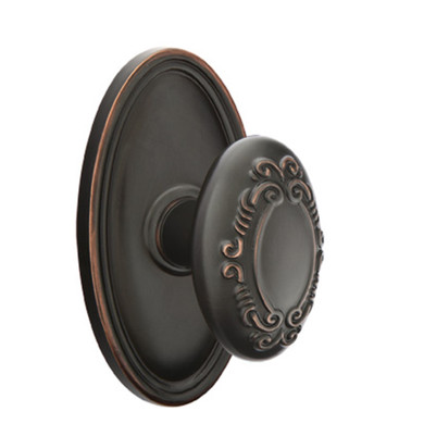 Emtek 8220-V-US10B Victoria Door Knob Privacy Set With Oval Rosette Oil Rubbed Bronze