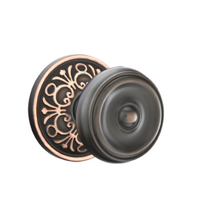 Emtek 8056-W-US10B Waverly Door Knob Dummy Set With Lancaster Rosette Oil Rubbed Bronze